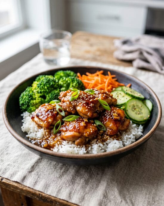Honey Garlic Chicken Rice Bowl