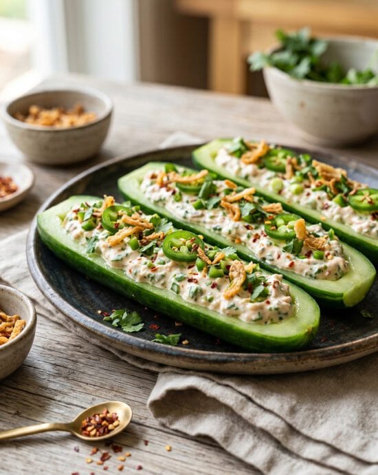 Spicy Cucumber Boats