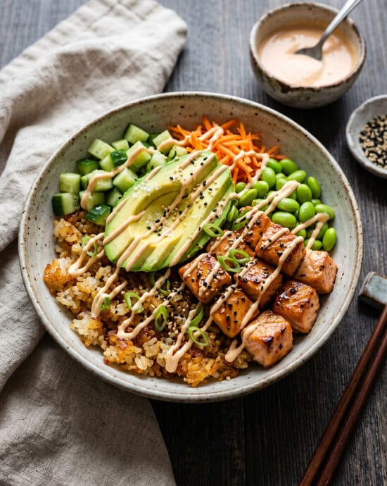Crispy Rice Salmon Bowl