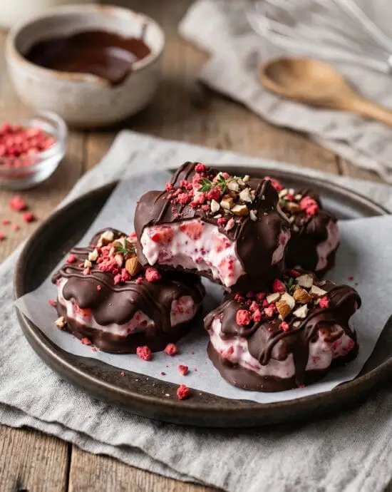 Chocolate-Covered Strawberry Yogurt Clusters