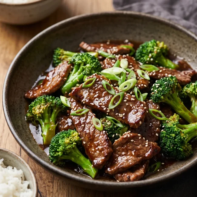 Beef and Broccoli Stir-Fry served over steamed white rice with tender beef, crisp broccoli, and a glossy homemade soy ginger sauce.
